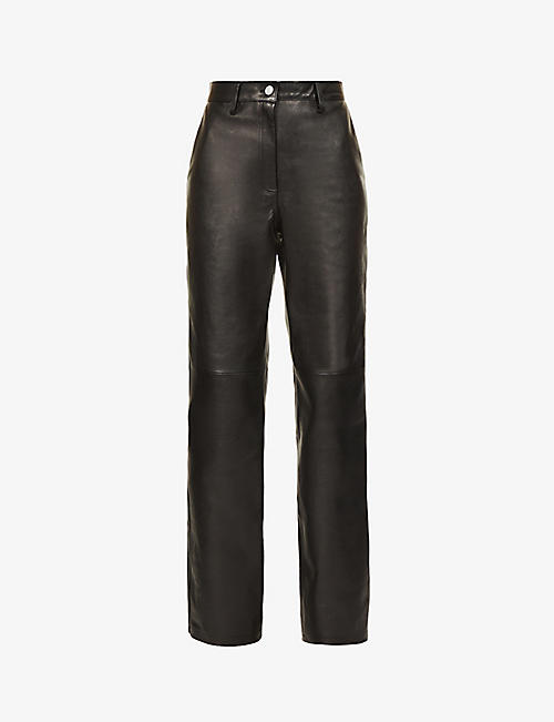 MAGDA BUTRYM: Panelled straight-leg mid-rise leather trousers