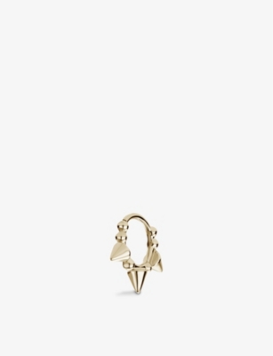 MARIA TASH: Triple Short Spike 18ct yellow-gold hoop earring
