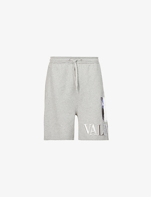 VALENTINO: Logo-print relaxed-fit mid-rise cotton-jersey shorts
