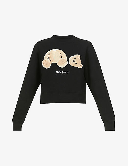 PALM ANGELS: Bear-print cotton-jersey sweatshirt