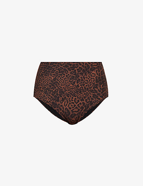 JETS BY JESSIKA ALLEN: Pantera leopard-print high-rise bikini bottoms