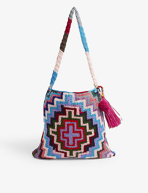 AMONG EQUALS: Hibiscus knit tote bag