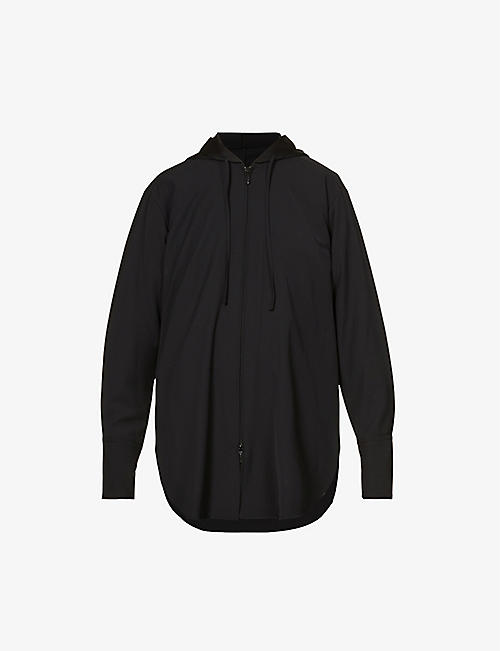 YS: Relaxed-fit hooded crepe shirt