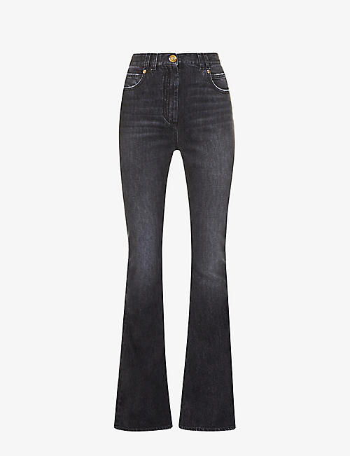 BALMAIN: Mono boot-cut high-rise jeans