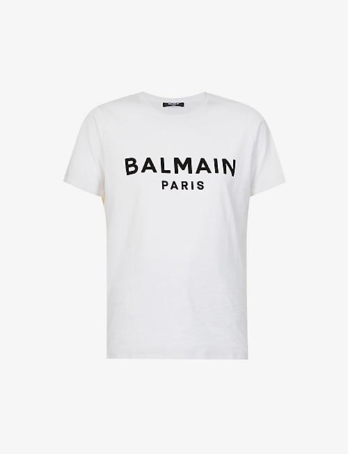 BALMAIN: Logo-print cotton-jersey T-shirt