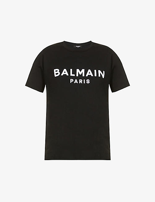 BALMAIN: Logo-print cotton-jersey T-shirt