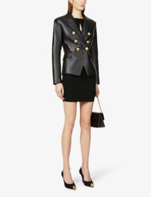 BALMAIN Double-breasted leather blazer