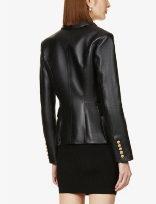 BALMAIN Double-breasted leather blazer