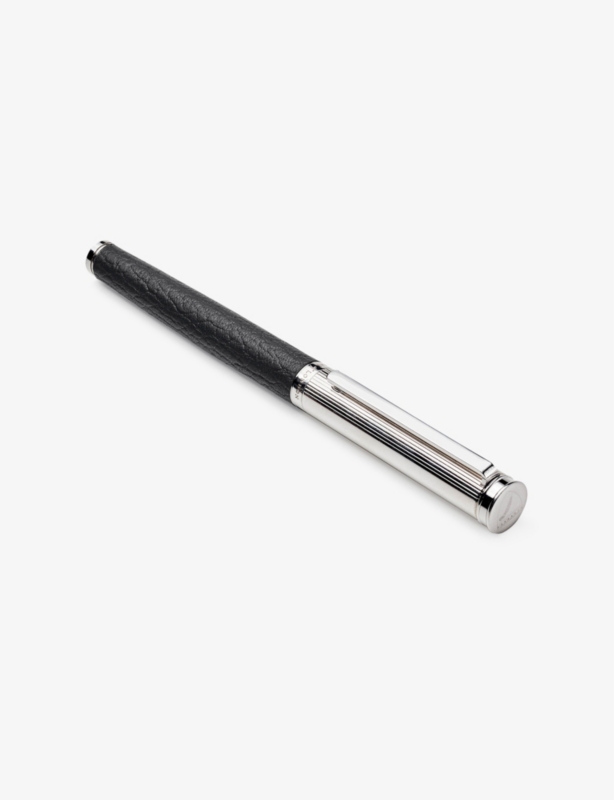 London leather and rhodium-plated rollerball pen
