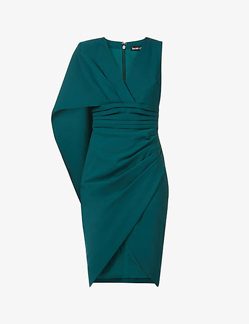LAVISH ALICE: One-sleeve V-neck stretch-woven midi dress