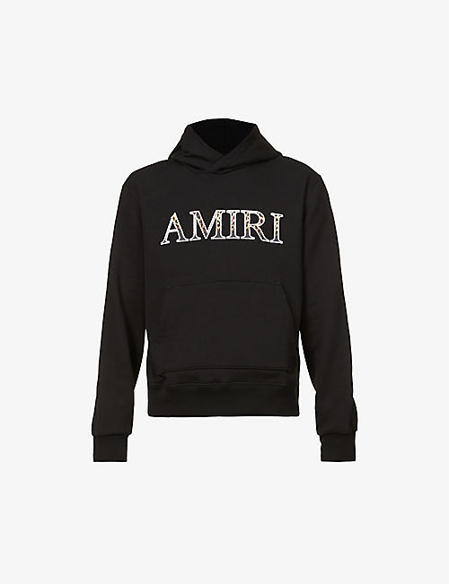 AMIRI：豹纹印花品牌标识平纹针织棉帽衫