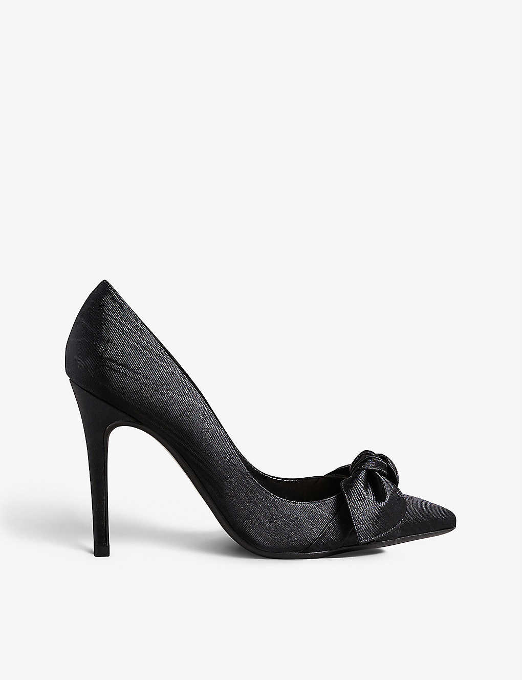 Shop Ted Baker Womens Black Hyana Bow-embellished Pointed-toe Cotton-blend Courts