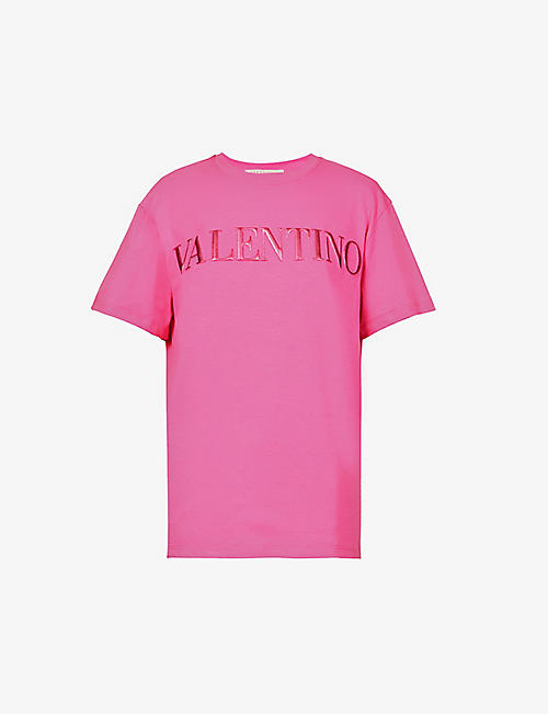 VALENTINO: Metallic-logo cotton-jersey T-shirt