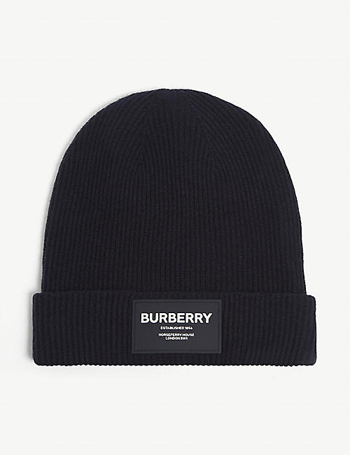 BURBERRY: Ralph brand-patch cashmere and wool beanie hat 8-12 years