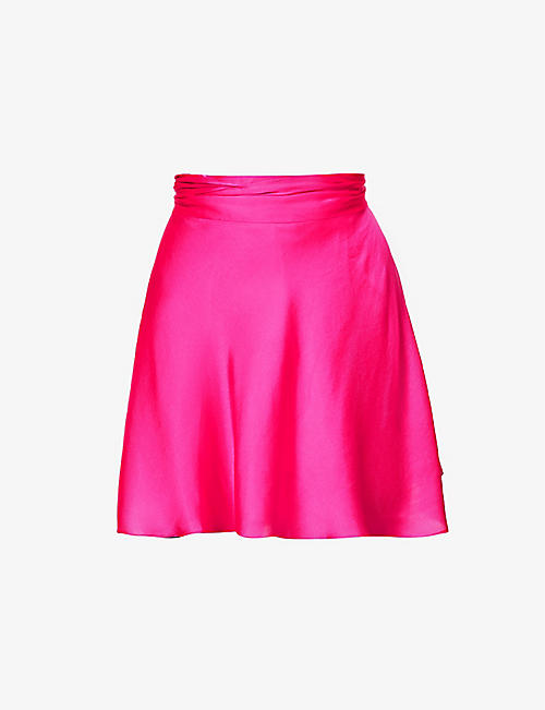 HARMUR: Classic A-line silk mini skirt
