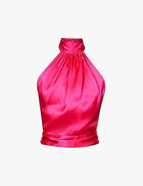 HARMUR: Classic backless silk top