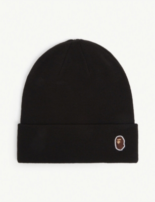 A BATHING APE Logo-embroidered wool-blend beanie hat