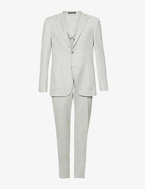 OSCAR JACOBSON: Egel single-breasted regular-fit wool-silk blend suit