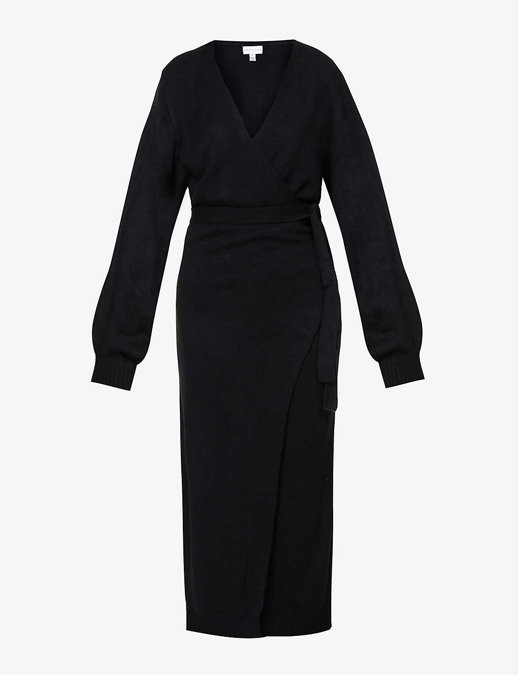Beau wrap-front knitted midi dress ...