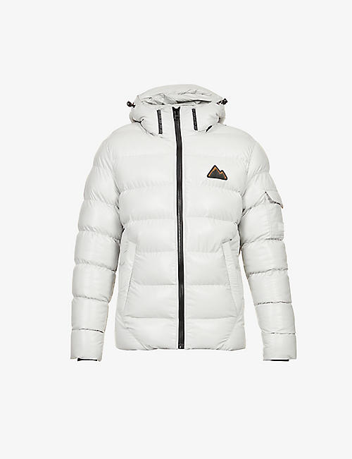 MAURICE BENISTI: Brand-patch padded shell hooded puffer jacket