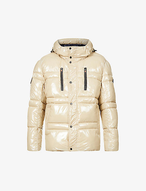 MAURICE BENISTI: High-shine padded shell hooded jacket