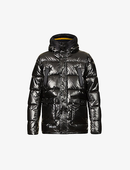 MAURICE BENISTI: Metallic padded shell hooded jacket