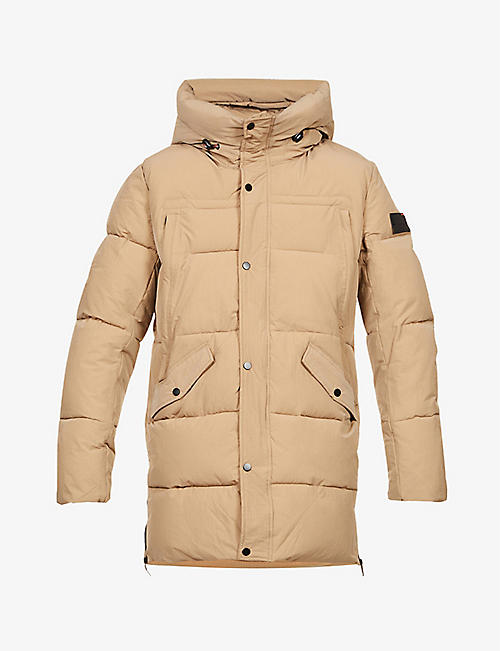 MAURICE BENISTI: Padded quilted shell hooded puffer coat