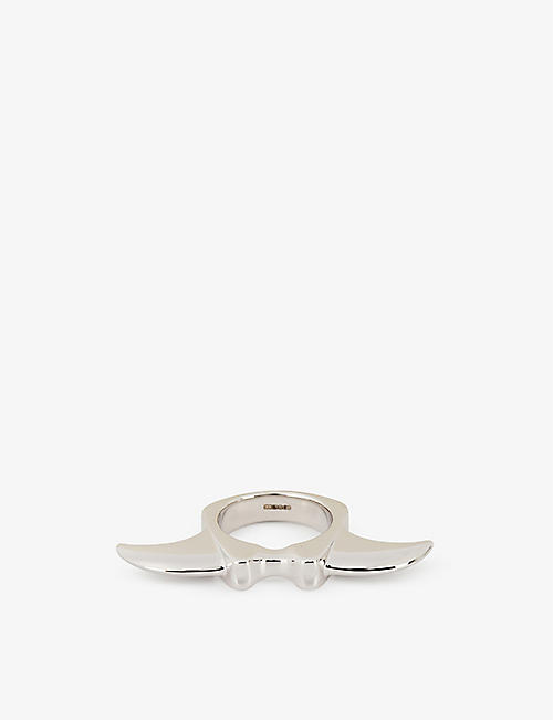 DOMINIC JONES: Fang rhodium-plated recycled-silver knuckle duster ring