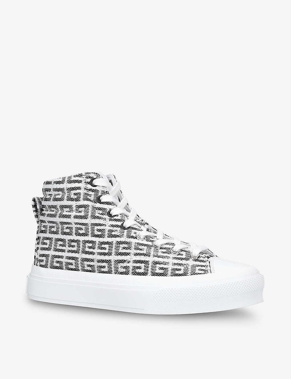 GIÀY GIVENCHY City brand-embroidered canvas high-top trainers