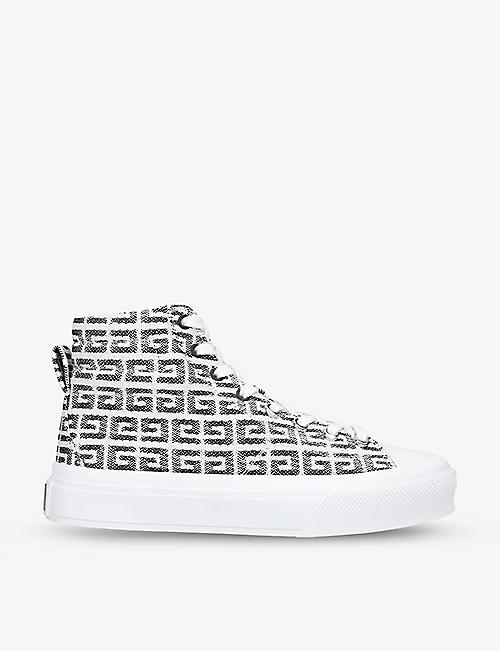 GIVENCHY: City brand-embroidered canvas high-top trainers
