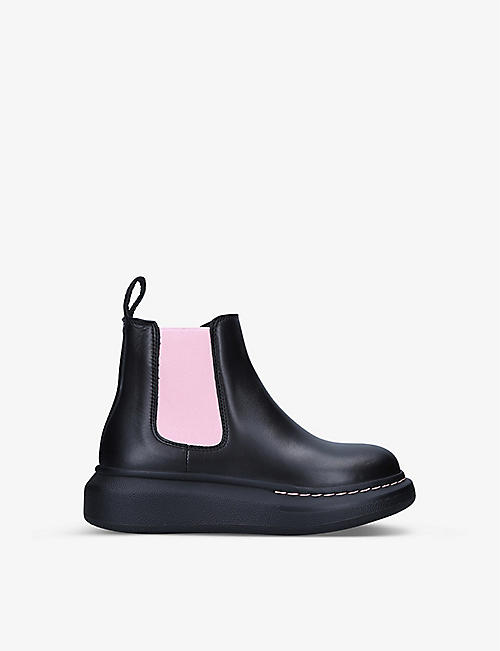 ALEXANDER MCQUEEN: Hybrid leather Chelsea boots 6-8 years