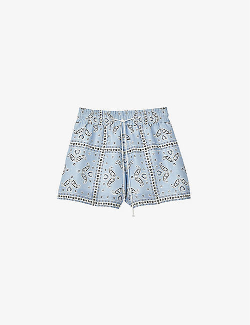 SANDRO: Judy graphic-print linen-blend shorts