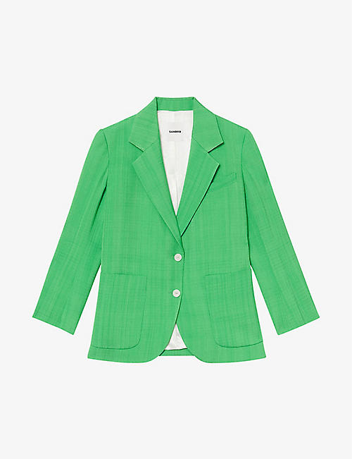 SANDRO: Hisae double-breasted tailored wool-blend blazer
