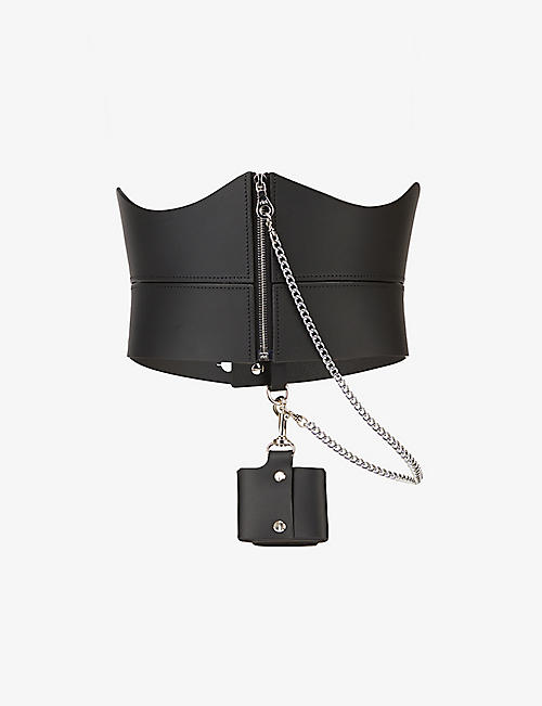 FLEET ILYA: Chained detachable-pocket leather corset