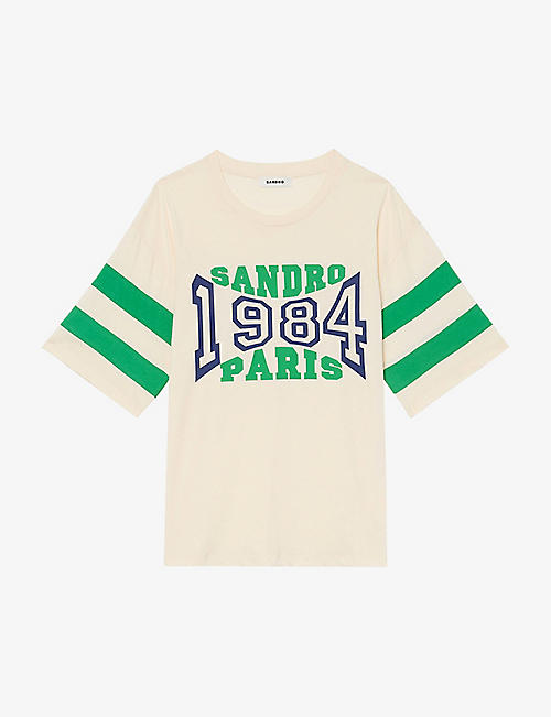 SANDRO: Malo logo-print organic-cotton T-shirt