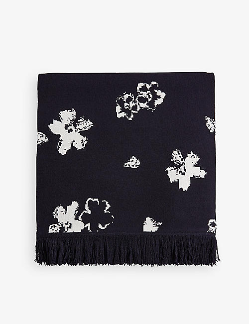 TED BAKER: Xeter flower-print wool-blend scarf