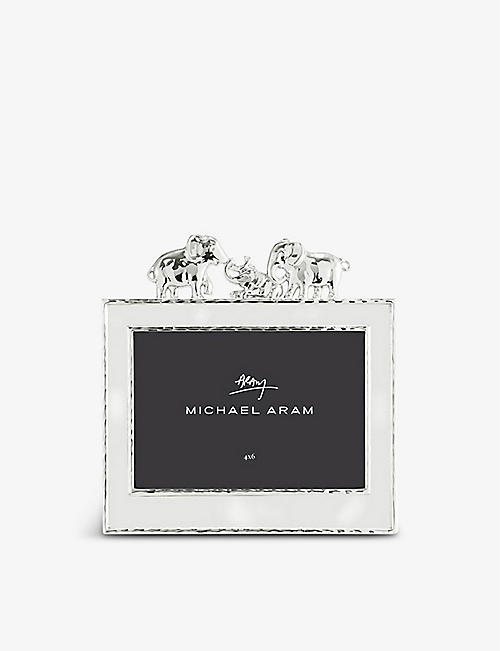 MICHAEL ARAM: Elephant nickel-plated photo frame 6.4" x 6.9"