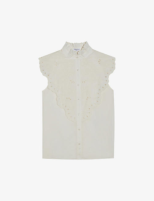 CLAUDIE PIERLOT: Barlotte high-neck regular-fit cotton shirt