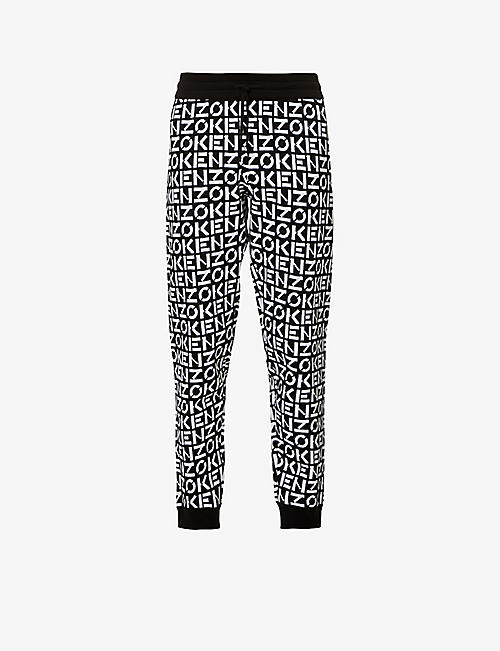 KENZO: Monogram-print relaxed-fit tapered-leg knitted jogging bottoms