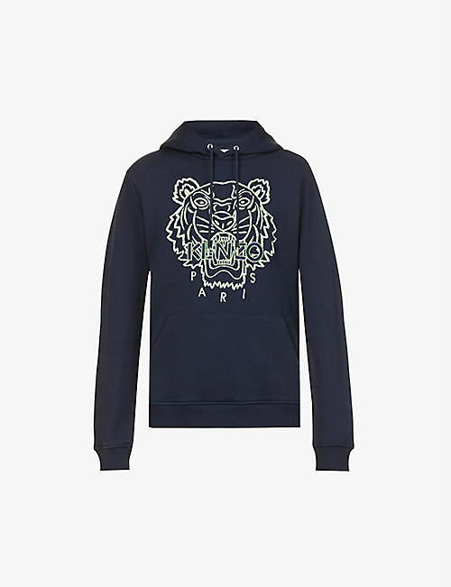 KENZO: Tiger brand-embroidered cotton-jersey hoody