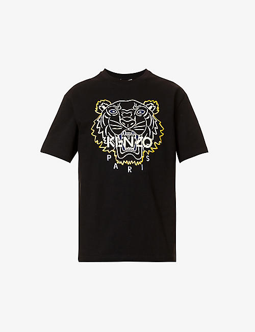 KENZO：Tiger Icon 品牌刺绣平纹针织棉 T 恤