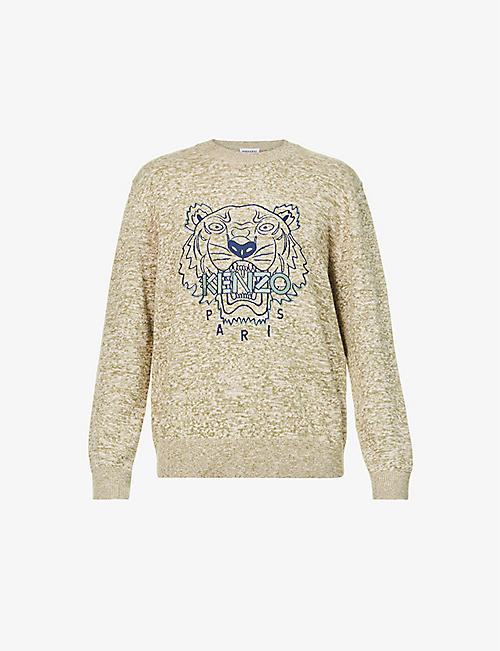 KENZO: Tiger brand-appliqué cotton-knit jumper