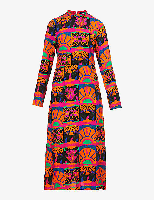 NEVER FULLY DRESSED: Disco Groove graphic-print woven midi dress