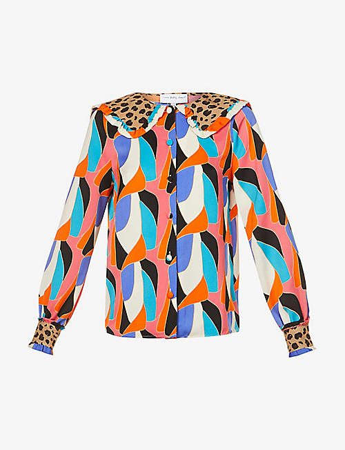NEVER FULLY DRESSED: Puglia abstract-print woven top