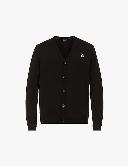 PS BY PAUL SMITH: Zebra-embroidered knitted cotton cardigan