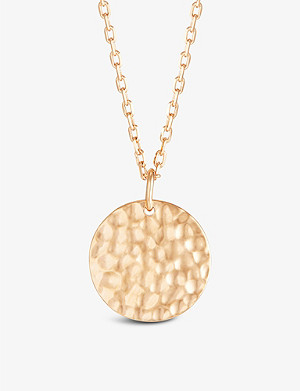 MERCI MAMAN Personalised hammered 18ct yellow gold-plated brass necklace