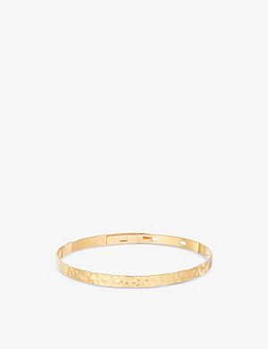 MERCI MAMAN Personalised hammered 18ct yellow gold-plated brass bangle