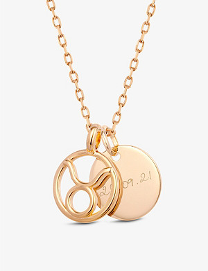 MERCI MAMAN Personalised Taurus 18ct yellow gold-plated brass pendant necklace