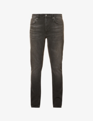 Nudie Jeans Lean Dean Slim-fit Mid-rise Stretch-denim Tapered Jeans In Black Eyes