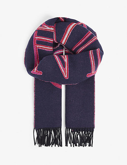 VALENTINO GARAVANI: Brand-embroidered virgin wool-cashmere scarf